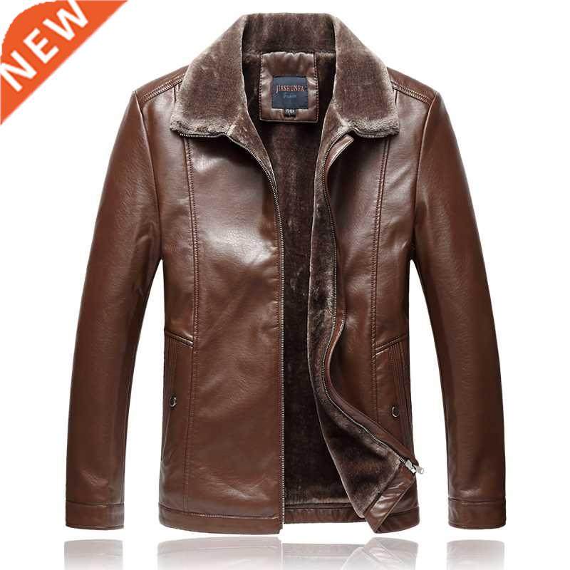 Mens Jackets Faux Fleece Male Leather Jacket Slim Fit Coat M图片