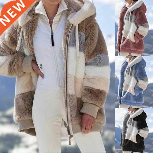 2022 Women Winter Plus Size Long Teddy Jacket Warm Thick Fle