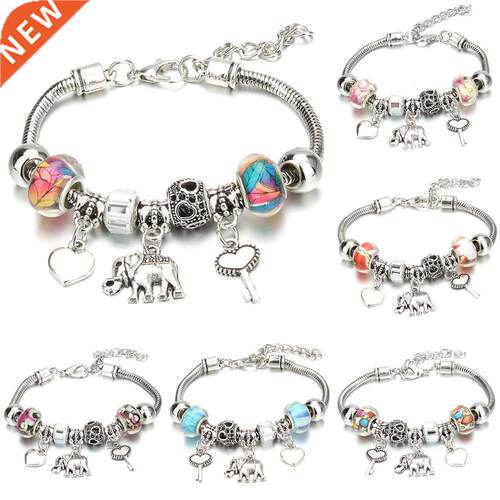 Antique Original Elephant Key Lock Shape 6 Colors Charm Brac