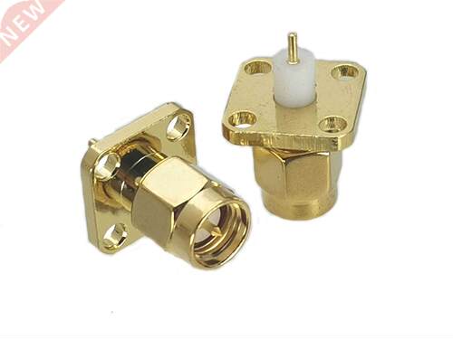 10Pcs Connector SMA Male Plug 4-Holes Flange Solder PTFE Pan