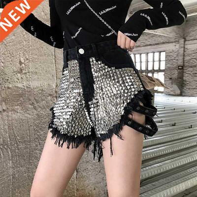 Rivet Denim Shorts jeans Shorts Pants Women 铆钉牛仔短裤女