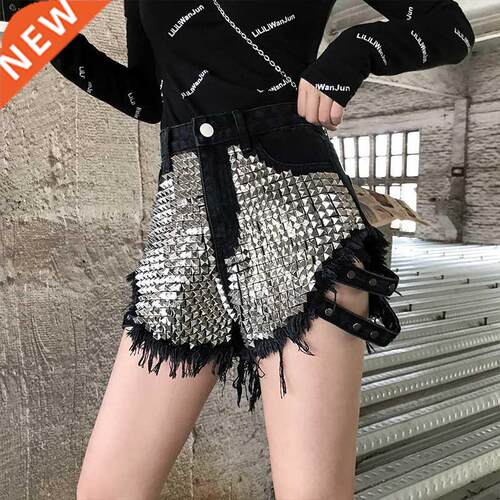 Rivet Denim Shorts jeans Shorts Pants Women 铆钉牛仔短裤女