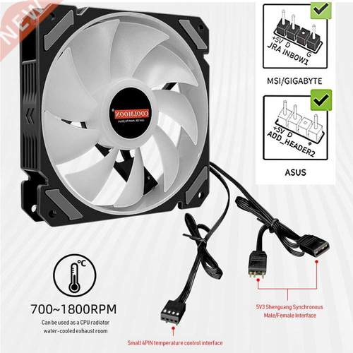 COOLMOON CPU Cooler ARGB 120mm 4 Pin Radiator Quiet PWM