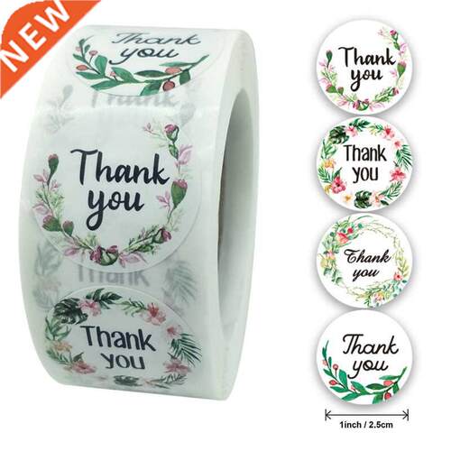 1inch 4 design flowers thank you stickers round scrapbook p