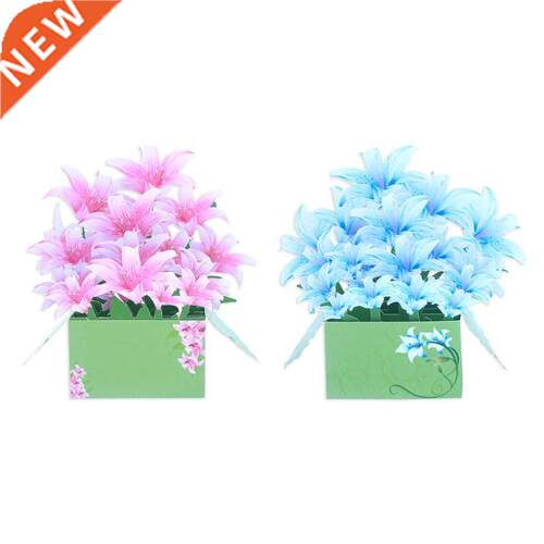 G6DA 3D Lilies Pop Up Card Paper Box Birthday Greeting Card