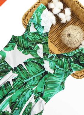 Sundress For Grls Leaf Beach Dress Kds Sveless Dress Su