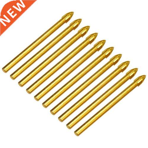 10PcsTitanium Ceramic Glass Drill Bit Tungsten Carbide Cross