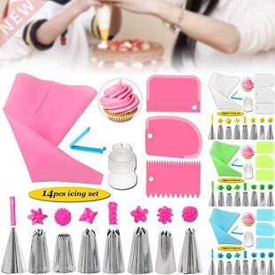14Pcs/Set Piping-Nozzles Silicone Pastry Bag Kit Cake