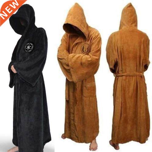 Male Flannel Robe Male With Hooded Thick Star Dressing Gown