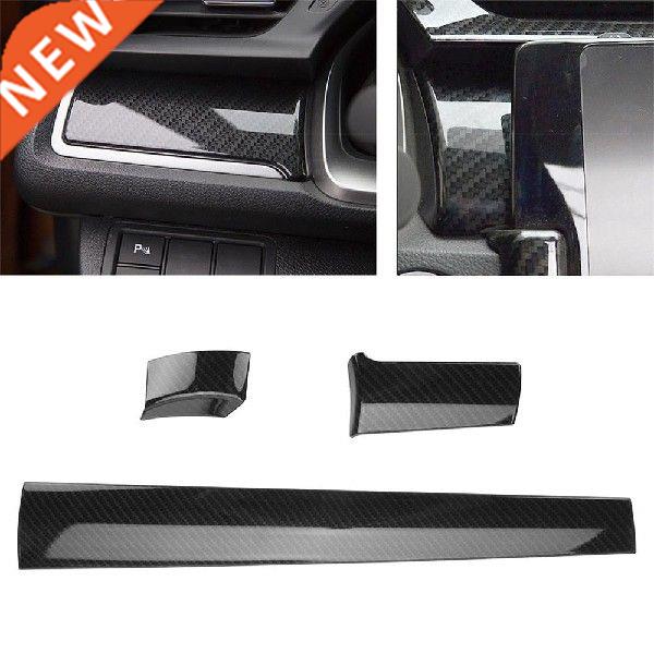 3Pcs ABS Black Front Center Control Dashboard Stripe Cover