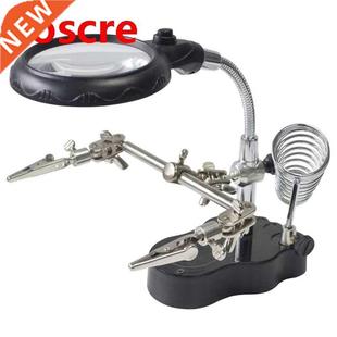 Helping Hand Magnifier Set And Soldering Stand With LED
