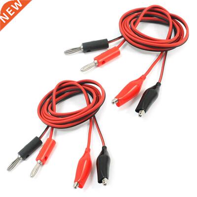 2 Pcs Alligator Clip to Banana Plug Multimeter Test Lead Bla