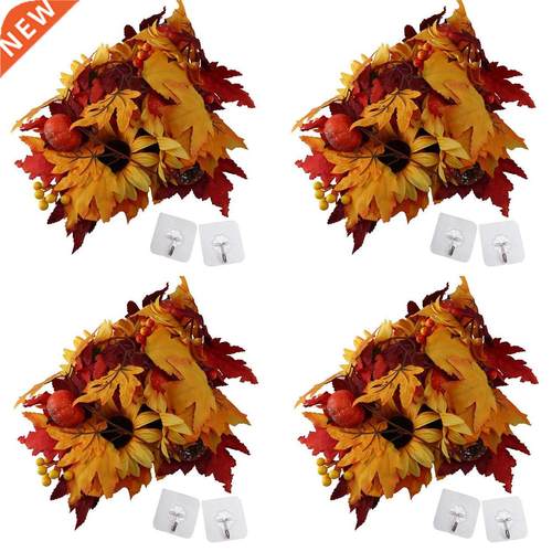 4Pcs 177Cm Artificial Maple Leaf Berries Sunflower Pumpkin G