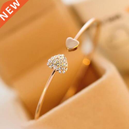 Woozu New Fashion Adjustable Crystal Double Heart Bow Bilez