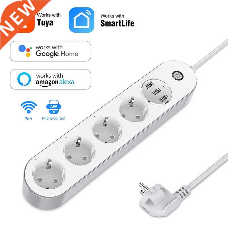 EU TUYA WIFI Smart Power Strip 4 EU Outlets Plug With 3 USB