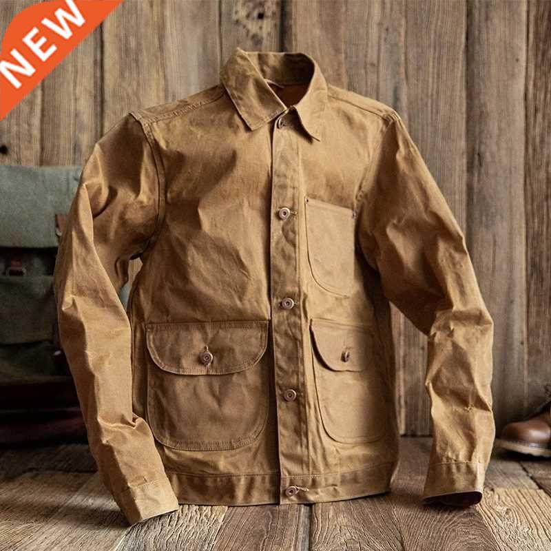 Oil Wax Jackets For Men Pocket Khaki Denim Pocket Jacket Vi图片