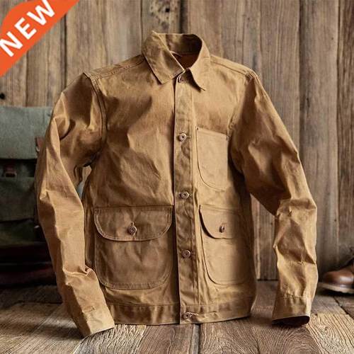 Oil Wax Jackets For Men Pocket Khaki Denim Pocket Jacket Vi