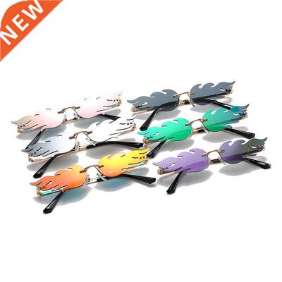 Rimless Wave Sunglasses Fire Flame Sunglasses for Men Women