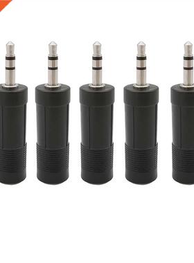 5Pcs Black 6.5 mm to .5 mm Audio Adapter .5mm Male Plug to