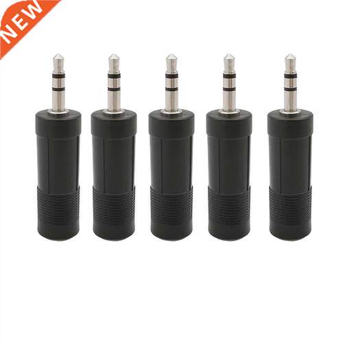 5Pcs Black 6.5 mm to .5 mm Audio Adapter .5mm Male Plug to