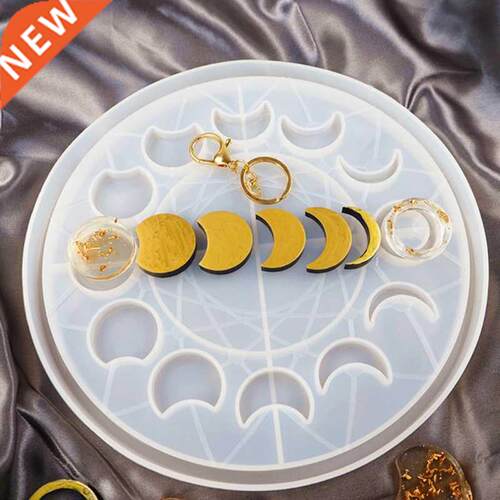 Large Moon Phase Round Tray Resin Mold Crescent Half Full Mo