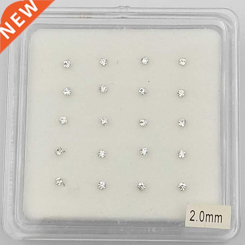 925 Sterling Silver 2mm Clear Crystal nose Stud Nose Piercin