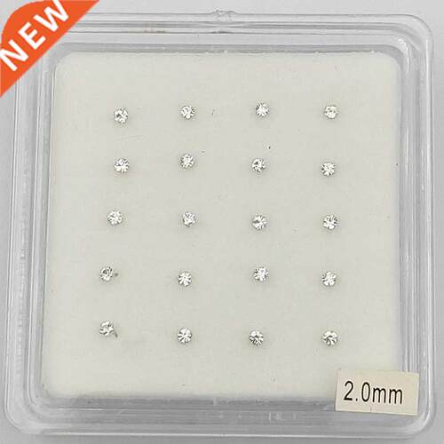 925 Sterling Silver 2mm Clear Crystal nose Stud Nose Piercin