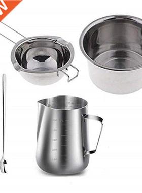 4 Set Stainless Steel Double Boiler Long Handle Wax Melting