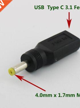 Black USB .1 Type C USB-C Female to 4.0mm x 1.7mm Male DC P