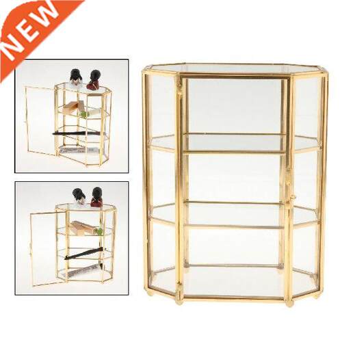 3-Tier Jewelry Trinket Glass Gold Box Necklace Ring