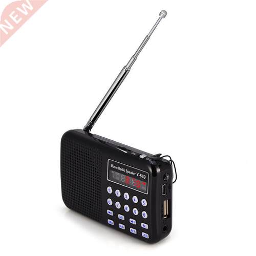 Y-869 FM Radio with Antenna Music Player Mini Speaker LED Fl