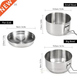 Camping Cookware Kit Stainless Steel Food Bowl Pan Cook Set