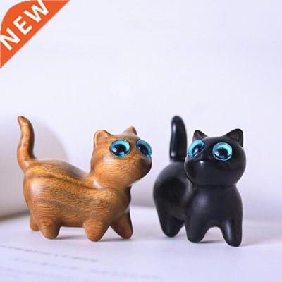 Wooden Cute Cat Desktop Ornaments Ebony Carving Mini