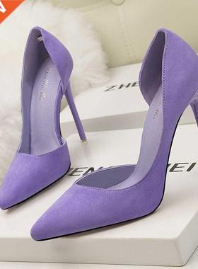 Women's Pumps Suede Hgh Heels Female Ponted Toe Offce Sho