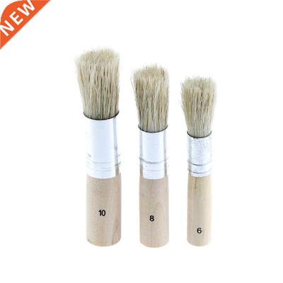 New 3Pcs/Set Wooden Stencil Brush Hog Bristle Brushes Acryli