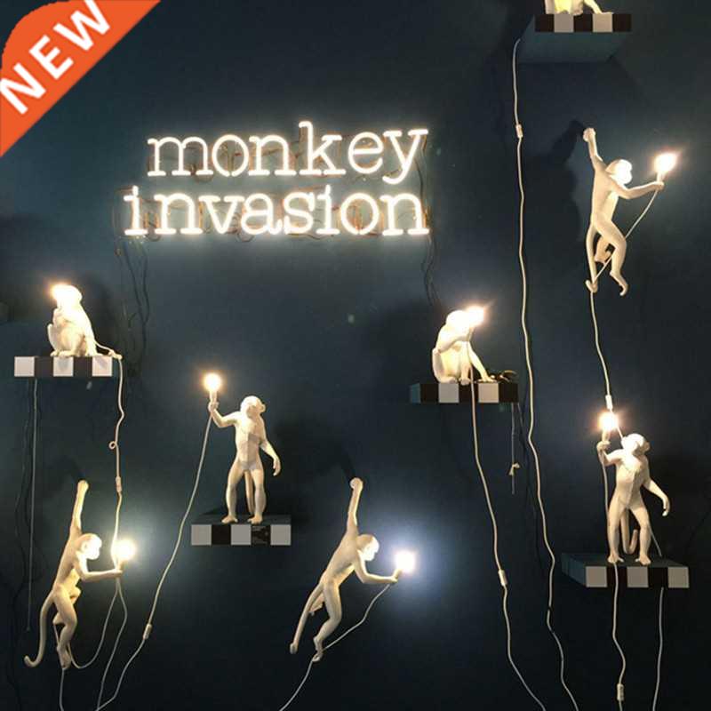 Modern Black Monkey Hanglamp Italy Selet Lampe Hemp Rope Pen