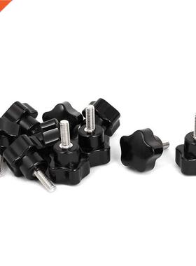 10x Black M5x15mm Male Thread Screw Star Head Cap Clamping K