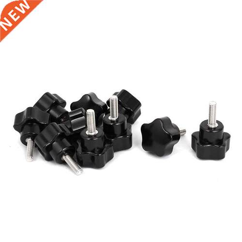 10x Black M5x15mm Male Thread Screw Star Head Cap Clamping K