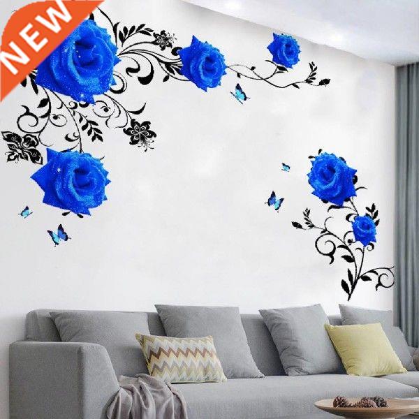 2Pcs Wall Stickers Rose Flower Pattern Removable PVC DIY