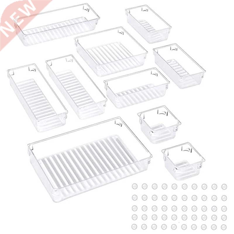 10 Pcs Desk Drawer Organiser Trays, 5-Size Versatile Storage