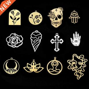 Pendant mask lot 100% Stainless 5pcs Skull Yoga Steel Charm