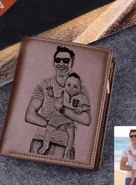 New Custom Wallets Men High Quality PU Leather Engraved Name