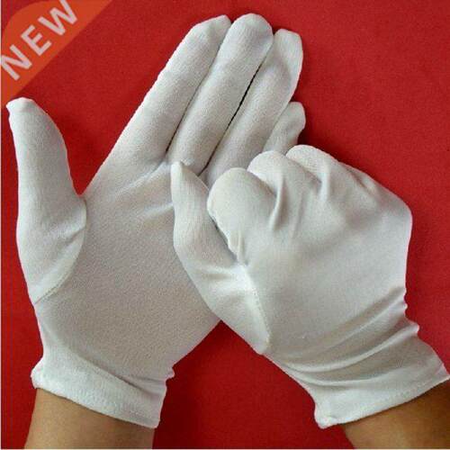 1 Pair Medium Thick White Cotton Polyester Gloves Lab Sanita