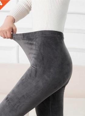 YRRETY Winter Leggings Knitting Velvet Casual High Elastic W