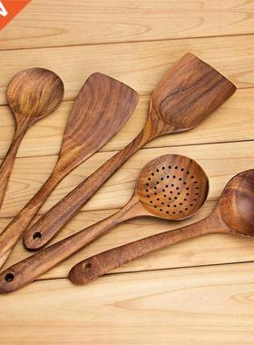 Wooden Spoons, Wooden Spoons for Cooking, 5-Piece Reusable W