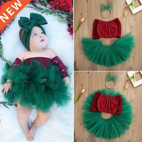 Infant Baby Girls Princess Christmas Clothes Lace Patchwork