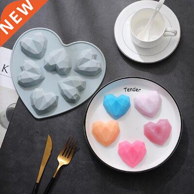 6 Cavity Diamond Heart Shape Silicon Cake Mold D Carton
