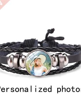 Free design personalized photo men's bracelet adjustable le