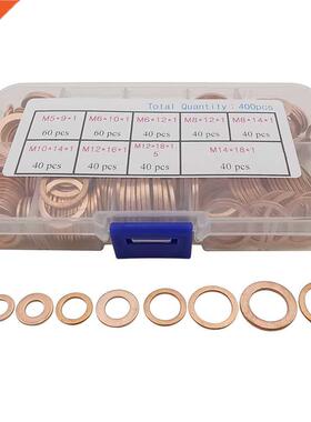 400Pcs/ox Copper Washers Shim Flat O-Ring Sealing Solid Sum