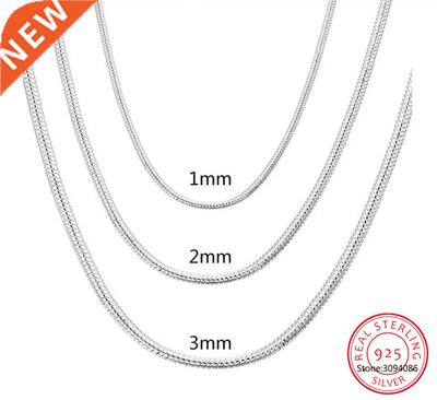 LEKANI 925 Silver 1MM/2MM/M Snake Chain Necklace For Men W